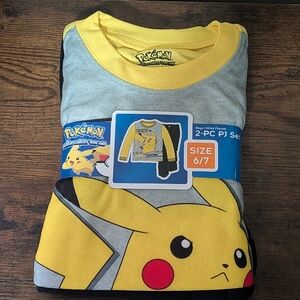 Pikachu Pokemon Kids Pajama Set - Yellow & Heather Gray